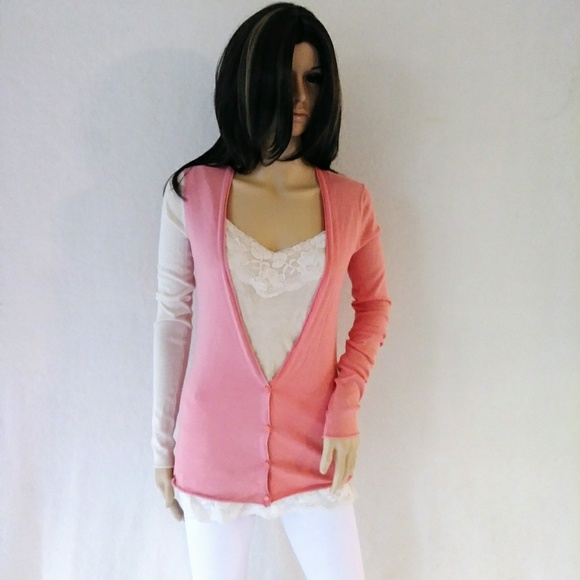 SALE! NWT Chris Benz Melon Colorblock Cardigan - Picture 1 of 8